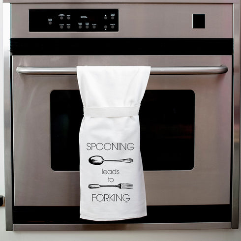 Spooning Leads To Forking - Funny Couples Kitchen Tea Towels
